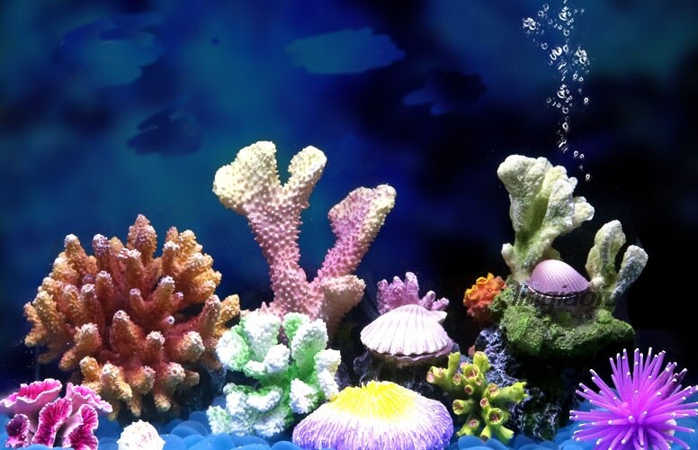 Fish tank simulation coral landscaping Aquarium decorative water feature package combination: D