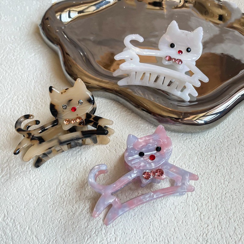 Muweordy-Pinza para el pelo de gato para mujer, pinza de acetato, pinza para el pelo de Animal, pinza de cangrejo para el pelo de dibujos animados, accesorios para el cabello Kawaii