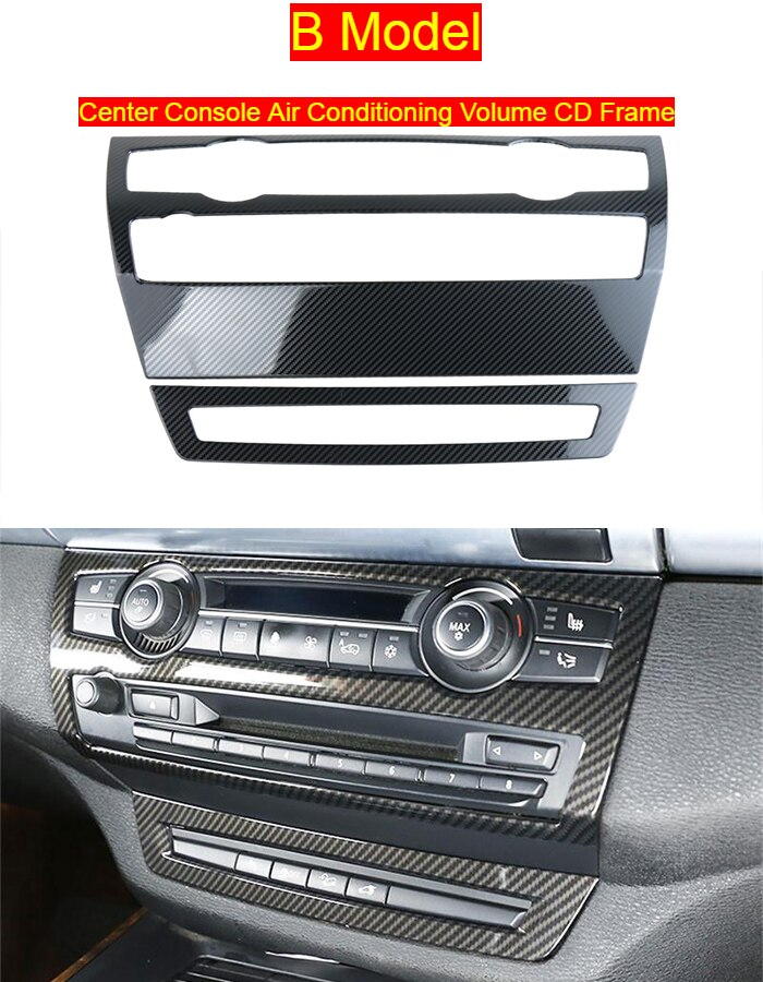 Bil styling interiör knappar panel ram dekoration täcker klistermärken trim för bmw  e70 e71 e72 x5 x6 sav kolfiber tillbehör: B modell kolfiber
