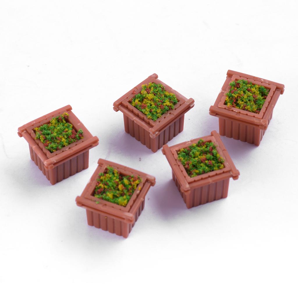 5 Stuks Plastic Vierkante Planten Miniatuur Landschap Voor Fairy Tuin 1/150 Poppenhuis Decoratie