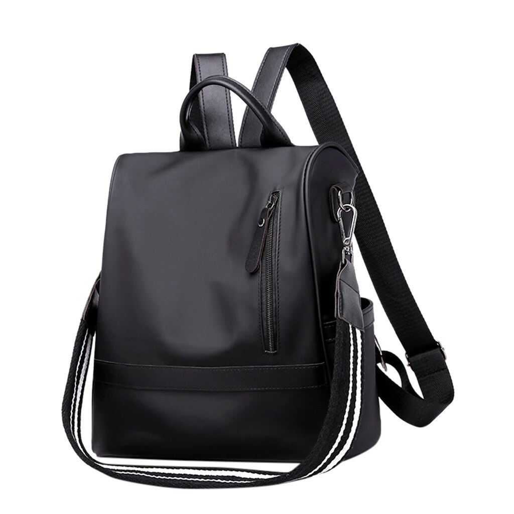 frauen Multi-Funktion Nylon Reißverschluss Solide Rucksack neue Tasche Multifunktionale Nylon Reißverschluss solide Rucksack Juni17: Schwarz