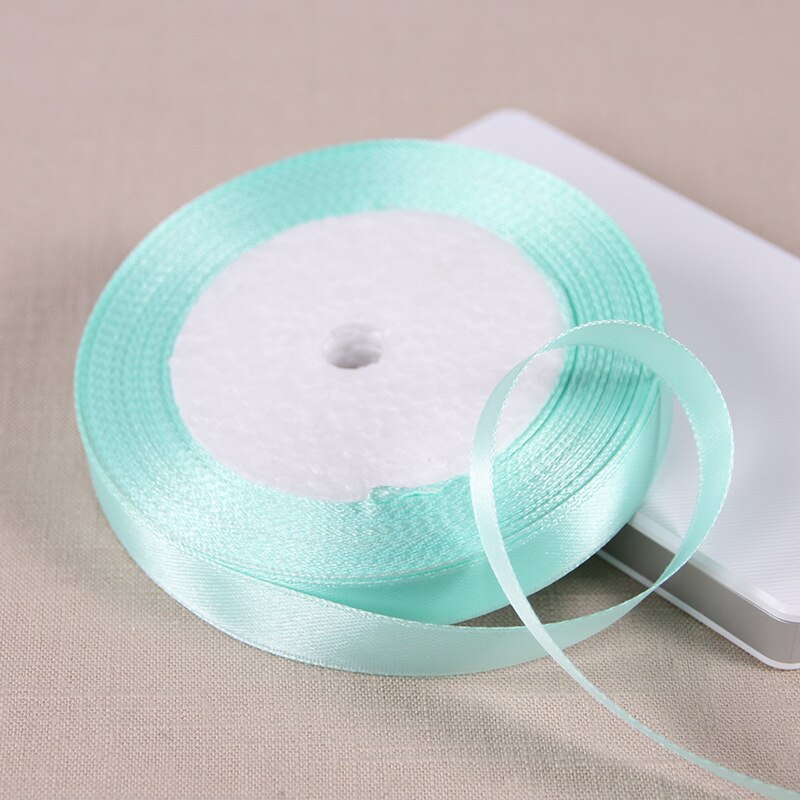 Bonita cinta de satén de seda color verde aguamarina, accesorios decorativos para envolver de boda, Material hecho a mano, 6/10/15/20/25/40/50mm, 25 yardas: 12mm Aqua Green