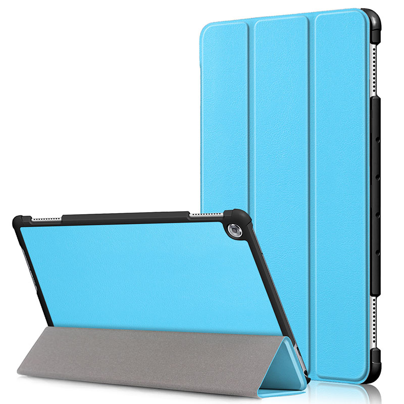 Para Huawei MediaPad M5 Lite funda 10 BAH2-W19/L09/W09 Ultra delgada Pu cuero Smart Stand cubierta para media Pad M5 Lite 10,1": sky blue M5 Lite 10