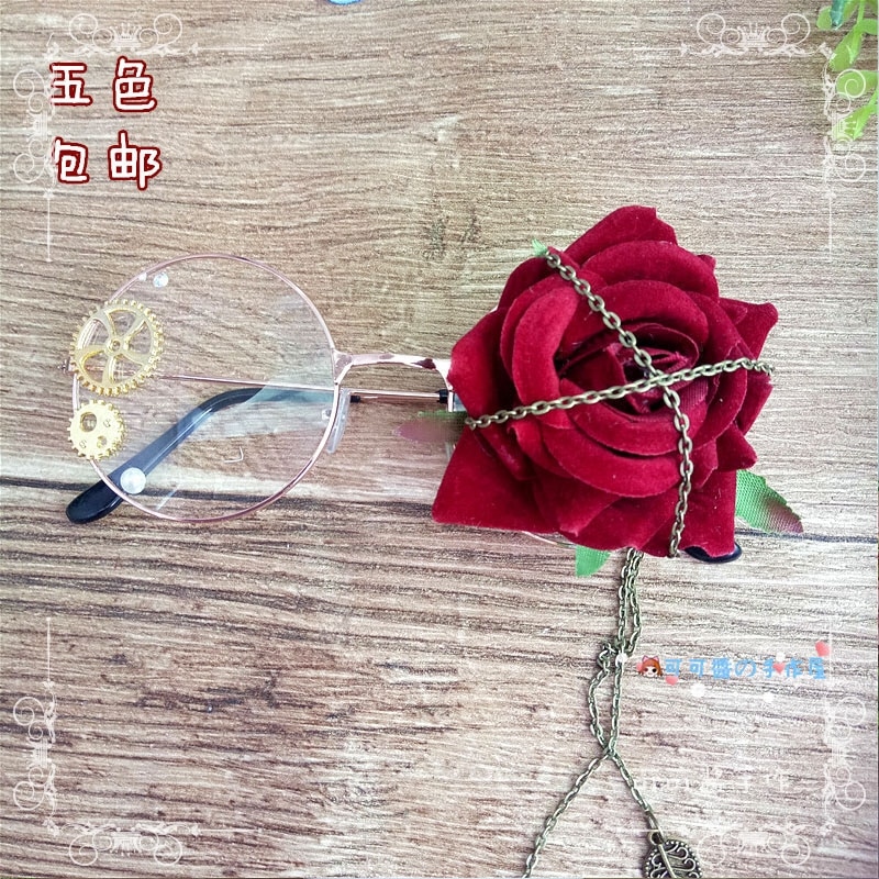 Diy craft die cos ronde platte glazen doos lolita zachte zus harajuku maken dode rozen vrouwelijke herstellen van oude manieren