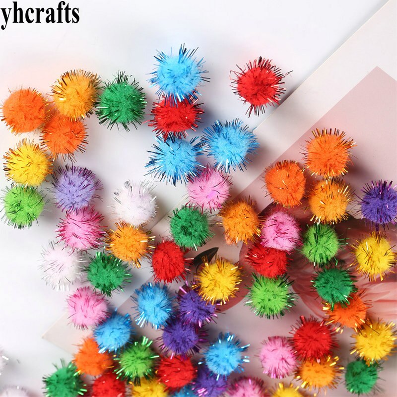 50PCS 2,5 cm Glitter bommel Lametta Chenile pom-poms Kinder DIY handwerk material Weihnachten ornament Aktivität Kindergarten zubehör