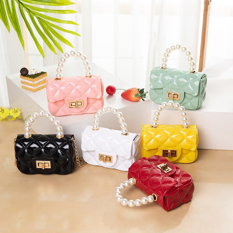 Mini – petit sac à bandoulière en gelée pour femmes, sacs à main fourre-tout à poignée perlée,