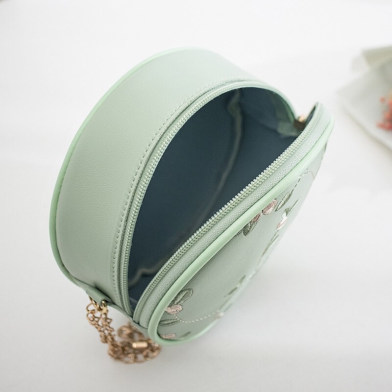Broderie en cuir PU femmes sac de messager dames sac à bandoulière chaîne à la couleur bonbon petit sac à main Shopping sacs à main