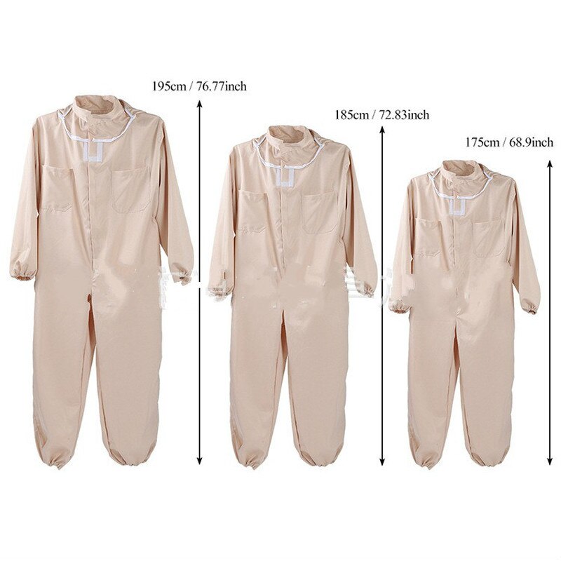 Ropa de abejas y traje de apicultura, traje espacial beige de una pieza, antipicaduras, herramienta de protección de abejas