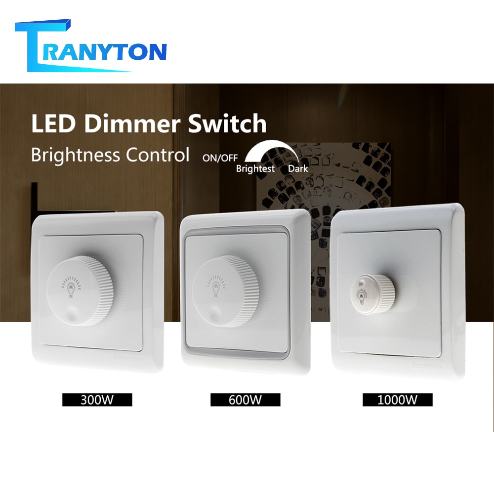 LED Dimmer Switch 220V 300W /600W /1000W Brightness Dimmers Switch Dimmable Adjustable Brightness Controller Driver Bulb Lamps