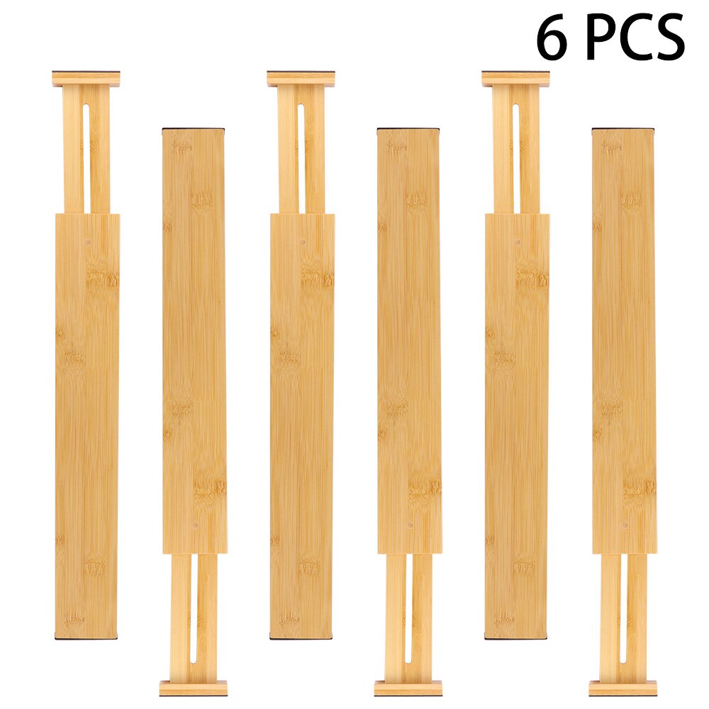 4/6Pcs/Set Adjustable Bamboo Drawer Divider Adjustable & Expendable Drawer Organizer Bedroom Kitchen Organizer: 6pcs