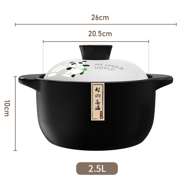 Casserole Stew Pan with Cover Ceramic Cookware 1.6L Soup Cooking Boiler Thick Bottom Pots High Temperature Resistant Cooking Pot: 2.5L for 2-3 people