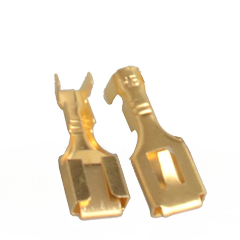 50Pcs/lot 6.3mm Automotive Connector Female Male Crimp Terminal for Car Electric Wire Connectors Gold-plated Copper: Dark Grey