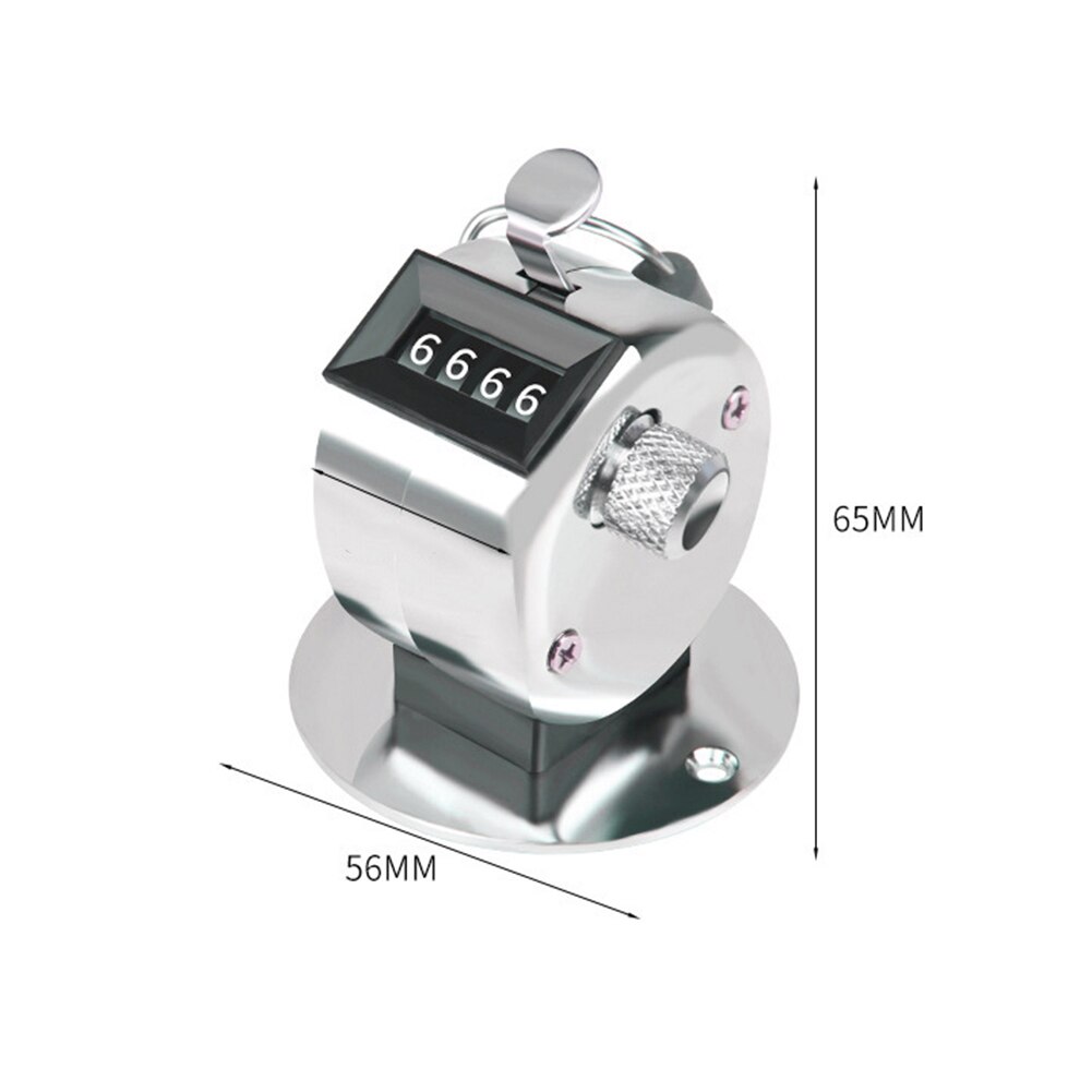 4 Digit Number Counter Mini Manual Stainless Steel Counter Handheld 0-9999 Counting Range Counting Tool Knob And Metal Base Type: B