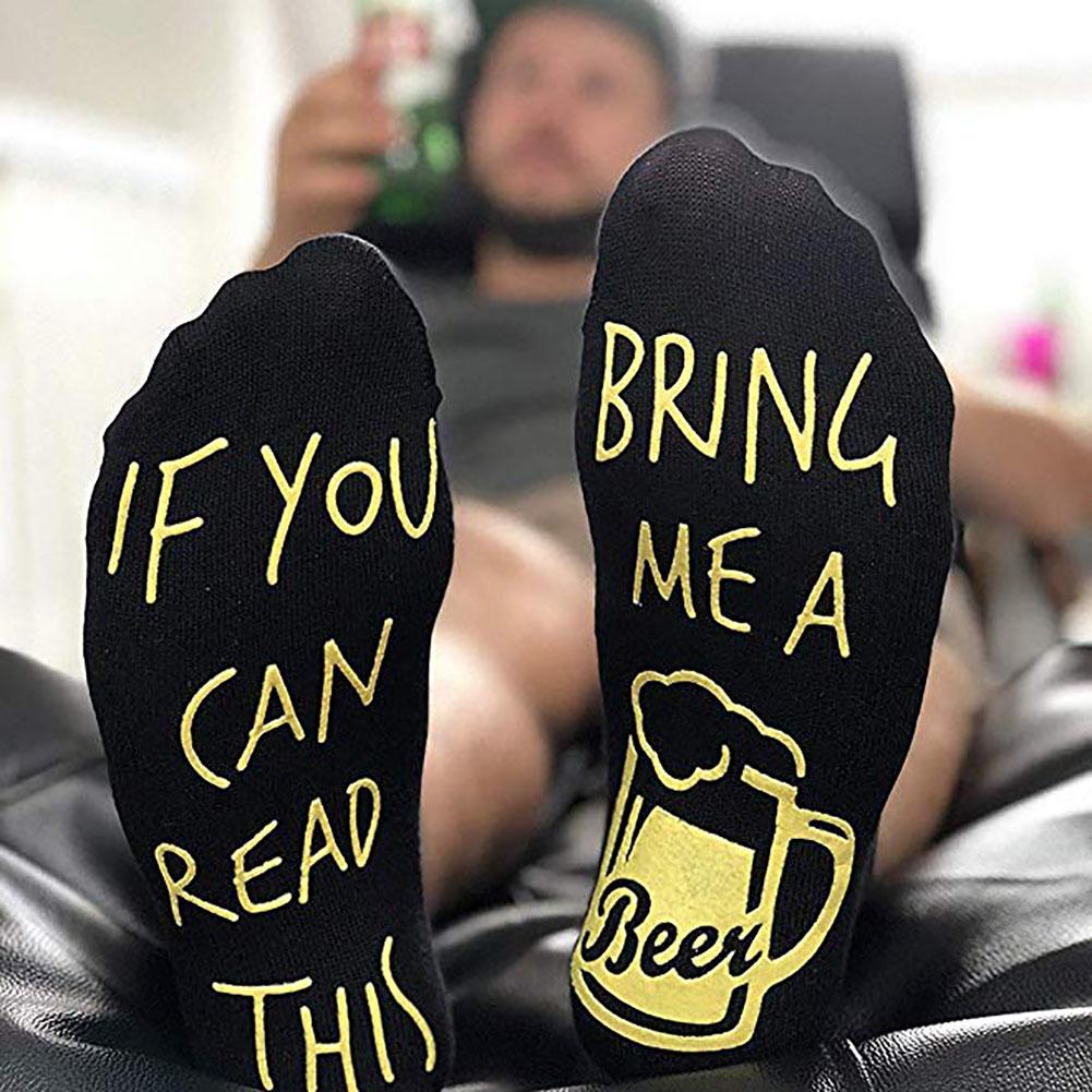 If You Can Read This Bring Me A Beer Letter black Anti-slip Letter Stretchy Soft Ankle Socks Men Women Funny Lovers socks