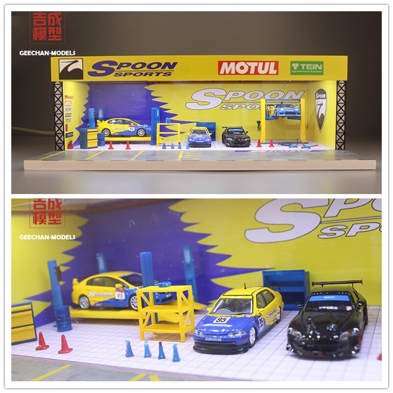 GEECHAN-MODEL 1:64 Display Cabinet Mpower/Fast Furious/JDM/Nismo/Koenigsegg: O.Spn Sports