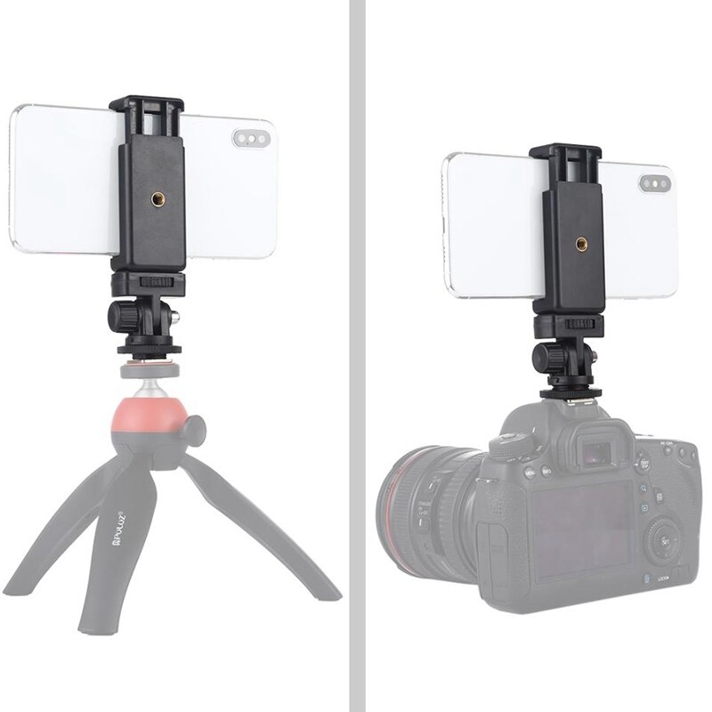 Adaptador de montaje para trípode de zapata fría de rosca de 1/4 pulgadas PULUZ con accesorios de cámara de abrazadera de teléfono