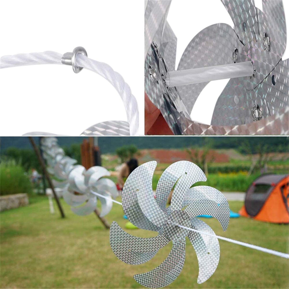Garden Decoration Windmill 8 Installed Garden Farm Bird Repellent Windmill Rotating Reflective Garden Bird Repellent Tool
