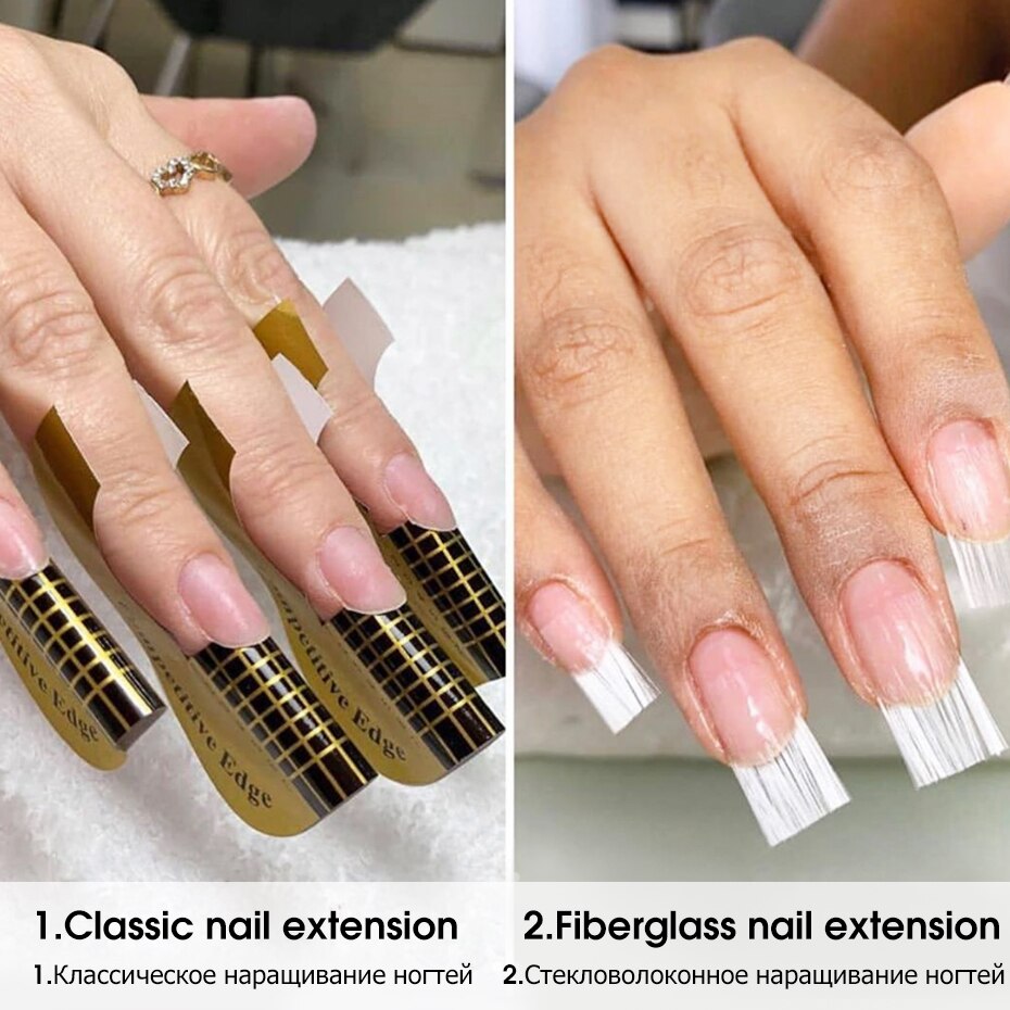Glasfiber nagelförlängning byggande silke glasfiber nagelspetsar förlängningar form uv gel manikyr diy fiber former naglar verktyg  be1578