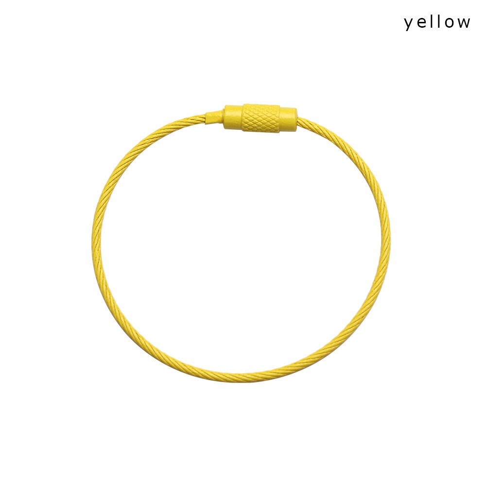 LLavero de alambre de acero inoxidable para escuela, suministros de oficina, herramienta de senderismo al aire libre, nuevos juegos de escritorio, 10 Uds.: yellow