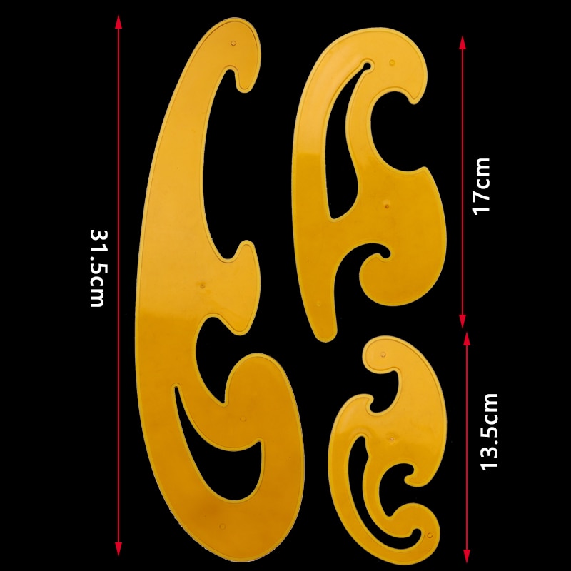 3Pcs Set Plastic French Curve Ruler Multi cloud Shape Drawing Tool Curve Template for Art Comics Animation /