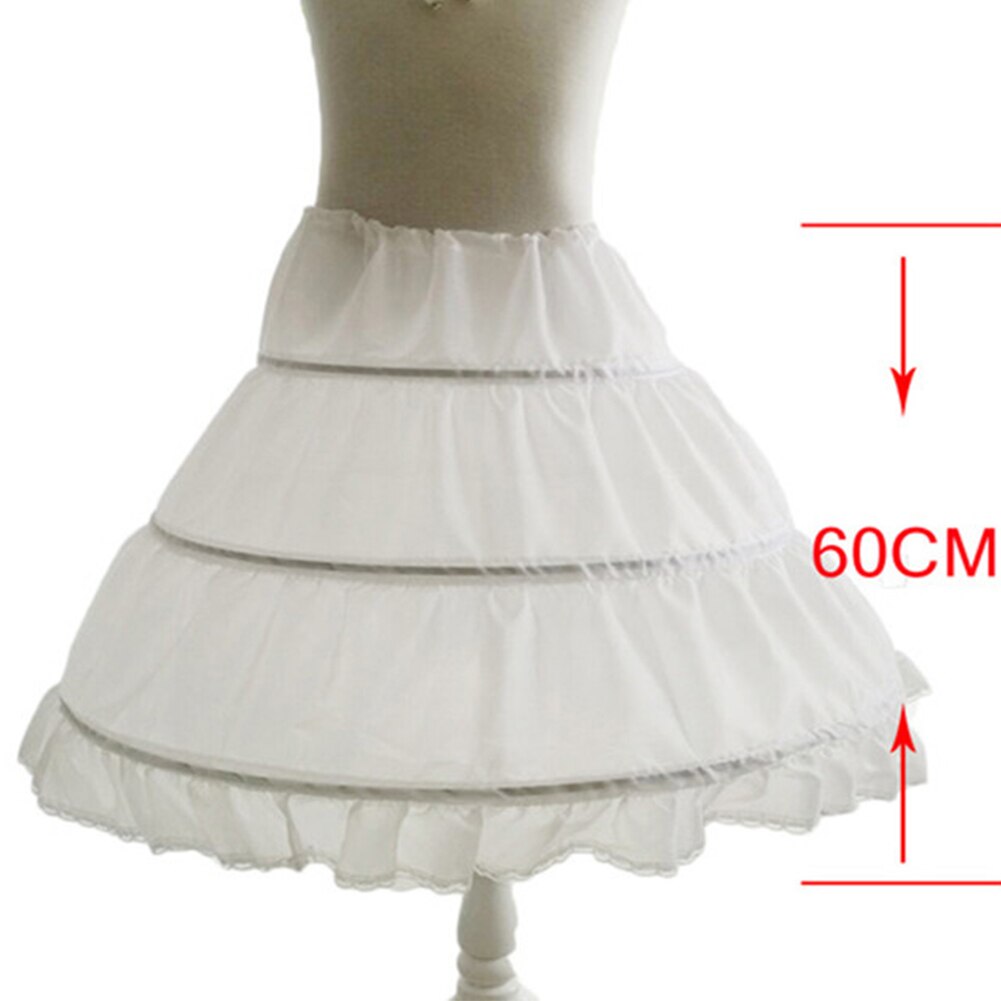 3 Hoops White A-Line Flower Girl Dress Petticoat Child Underskirt For Flower Girl Dresses Length 53 CM