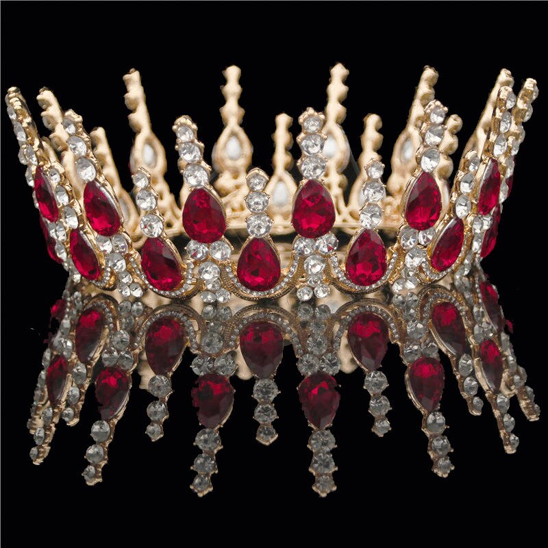 Wedding Tiara Crown - Round Rhinestone Bridal Headpiece - Gold & Silver Plated Zinc Alloy