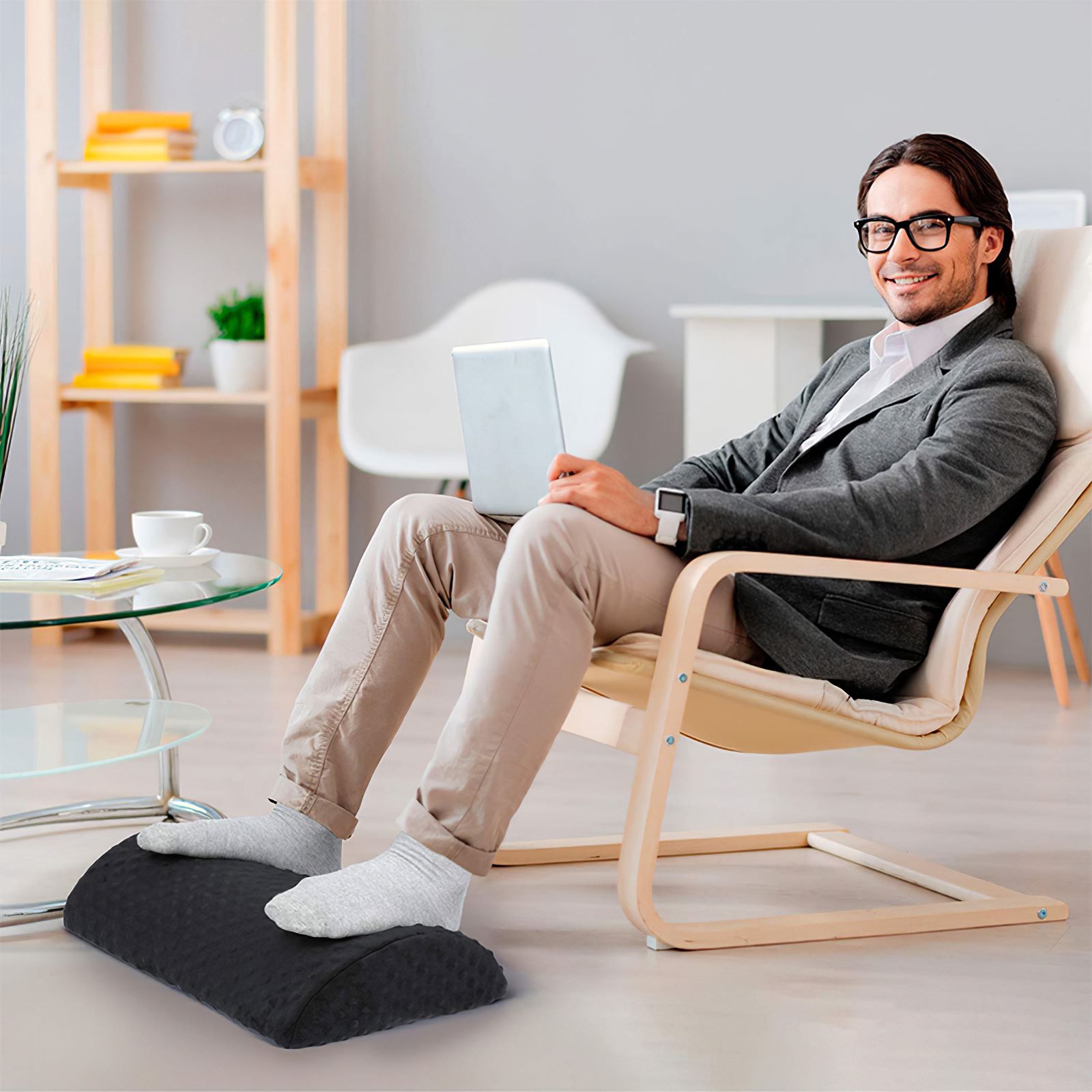 Cojín reposapiés de espuma de alta densidad, espuma ergonómica para reposapiés debajo del escritorio, masaje de superficie texturizada y cuentas antideslizantes para la oficina en casa