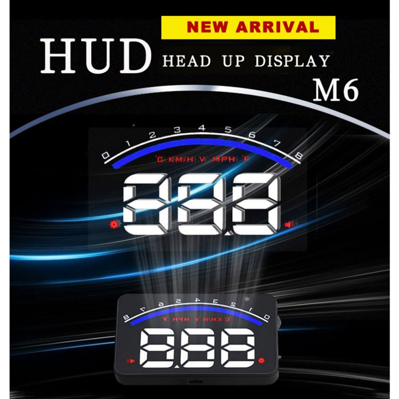 M6 HUD Head Up Display Car-styling Hud Display Over-speed Warning Windshield Projector Alarm System Universal Auto