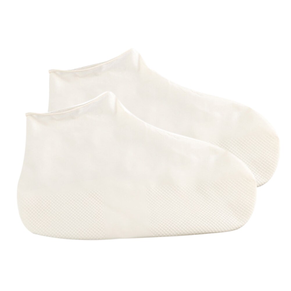 1pair Waterproof Portable Shoe Cover Cycling Foot Wear Anti Rain Elastic Travel Thick Sole Reusable Accessories Outdoor Emulsion: White / M