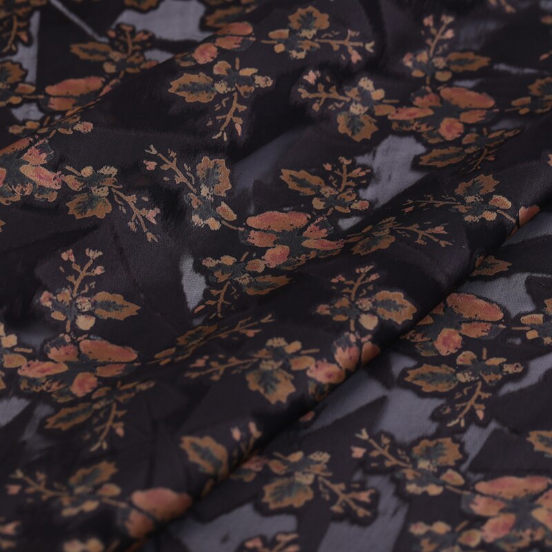 Klassisk ren silke udbrændt stof opal tekstil med blomstermønster til dame forårskjole