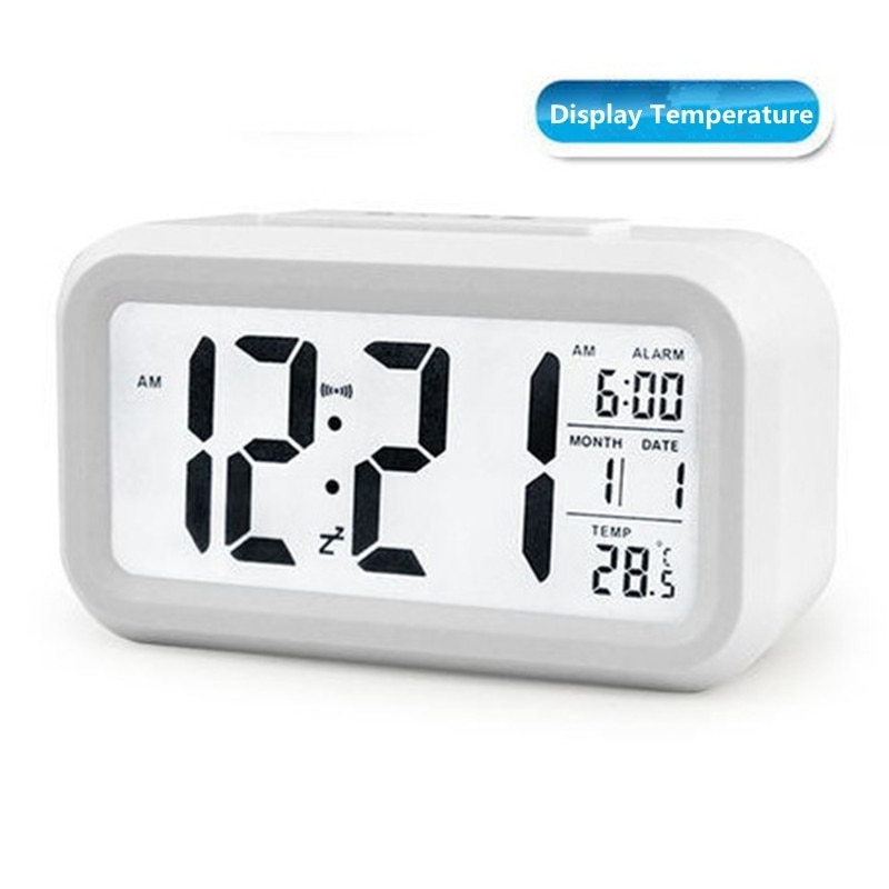 Alarm Clocks Lazy Snooze Alarm Clock Mute Backlit Electronic Clock Temperature Display Digital Clocks Home Decor