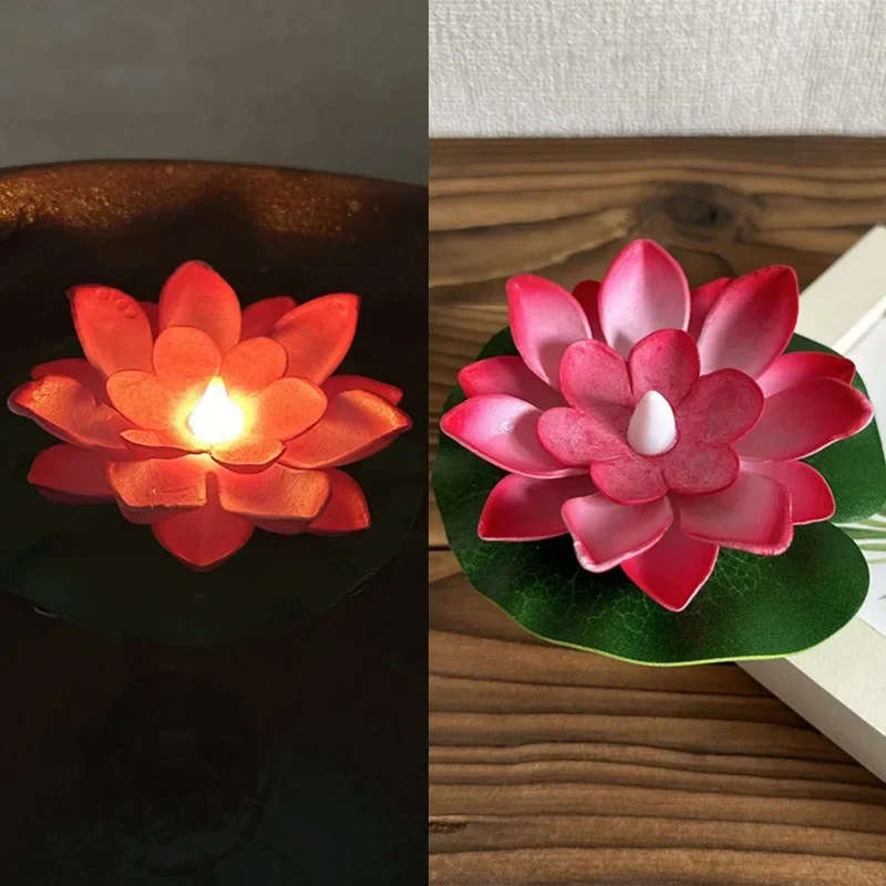 LED Lotus Nachtlampje Drijvende Watersensor Bloemlampen Tuin Aquarium Decor Feestelijke Feestaccessoires Wens Lotuslicht: Rood