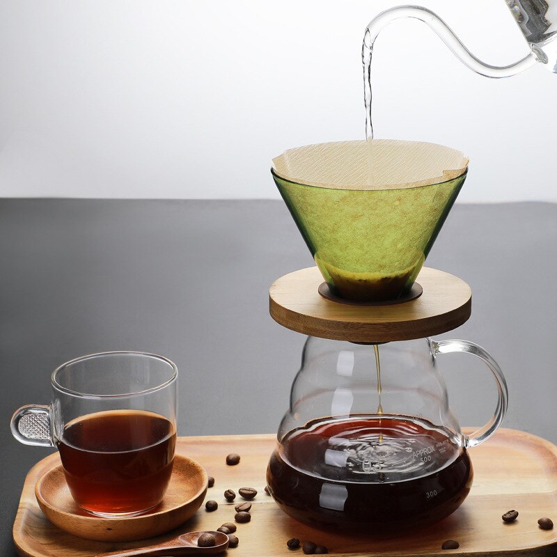 Imellow Glass Coffee Filter v60 Glass Hand Drip Filter Heat-Resistant Coffee Brewing Filter Cup Espresso Coffee Kitchen Tools