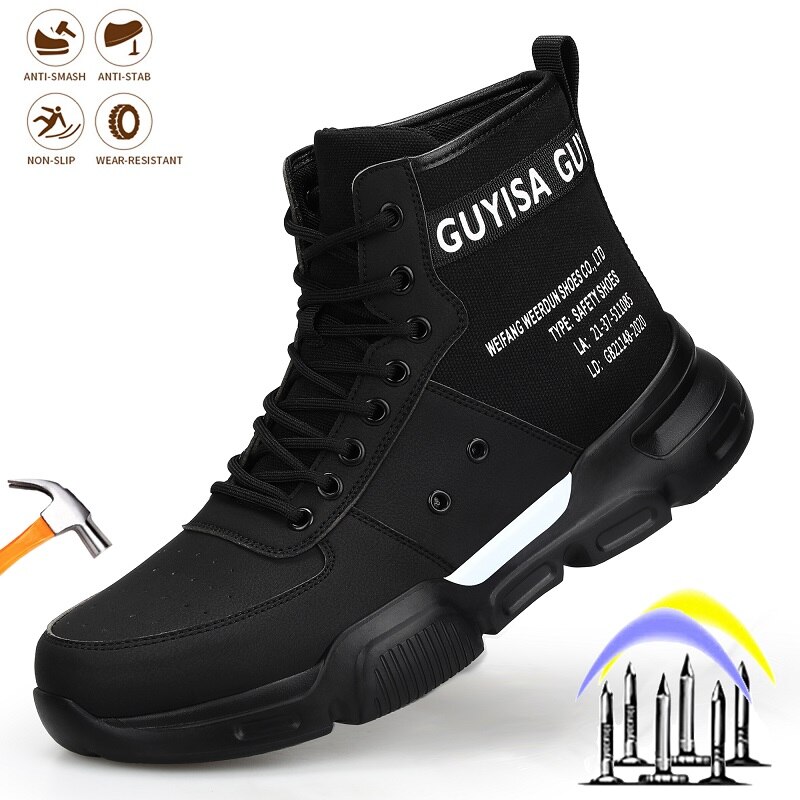 Breathable Safety Work Shoes for Men Steel Toe Cap Indestructible Working Boots Anti-puncture Non-slip Outdoor Sneakers