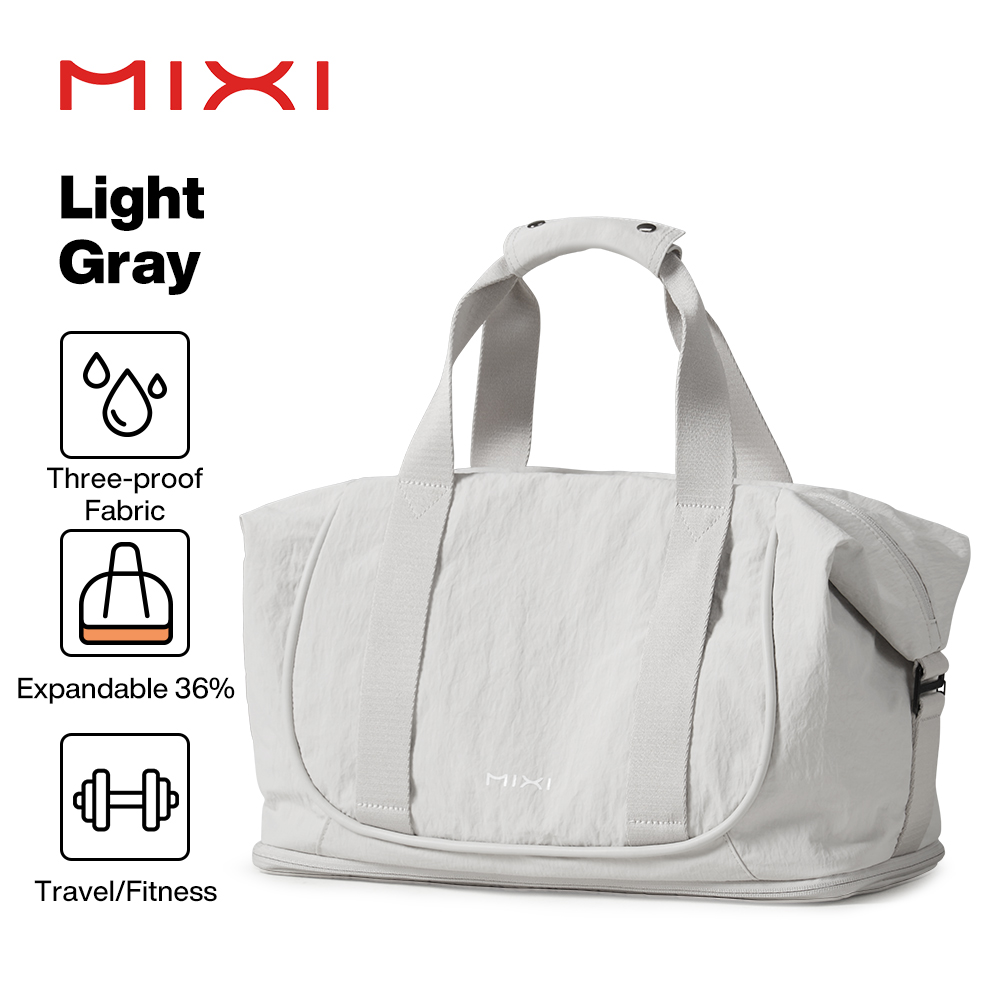 Mixi Travel Bags Women Large Size Capacity Sports Fitness Storage Bag Foldable Duffle Suit Bag For Shoulder Bag Handbag M3020: Ivory