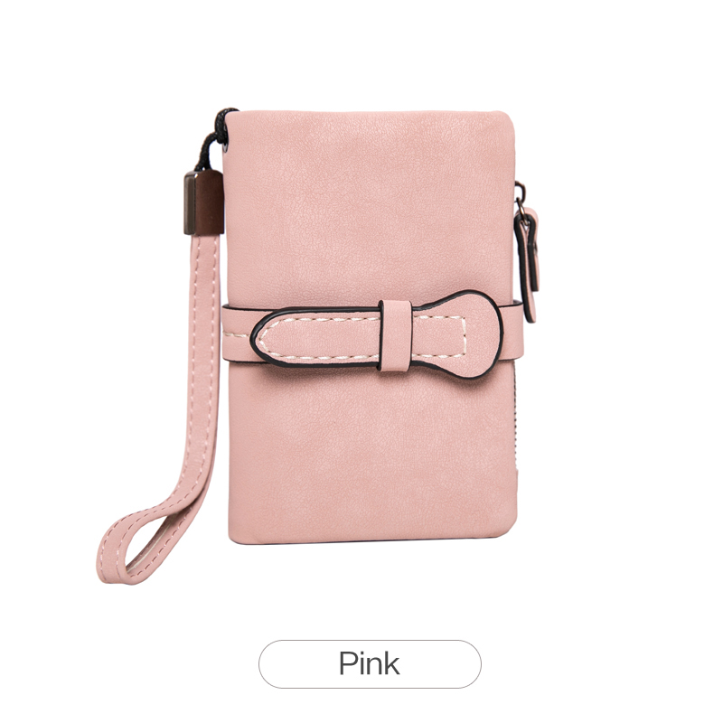 MIYIN Women's Short Wallet Minimalist Double Fold Multi Functional Zero Wallet with Cardholder Identity Window Coin Wallet: Pink