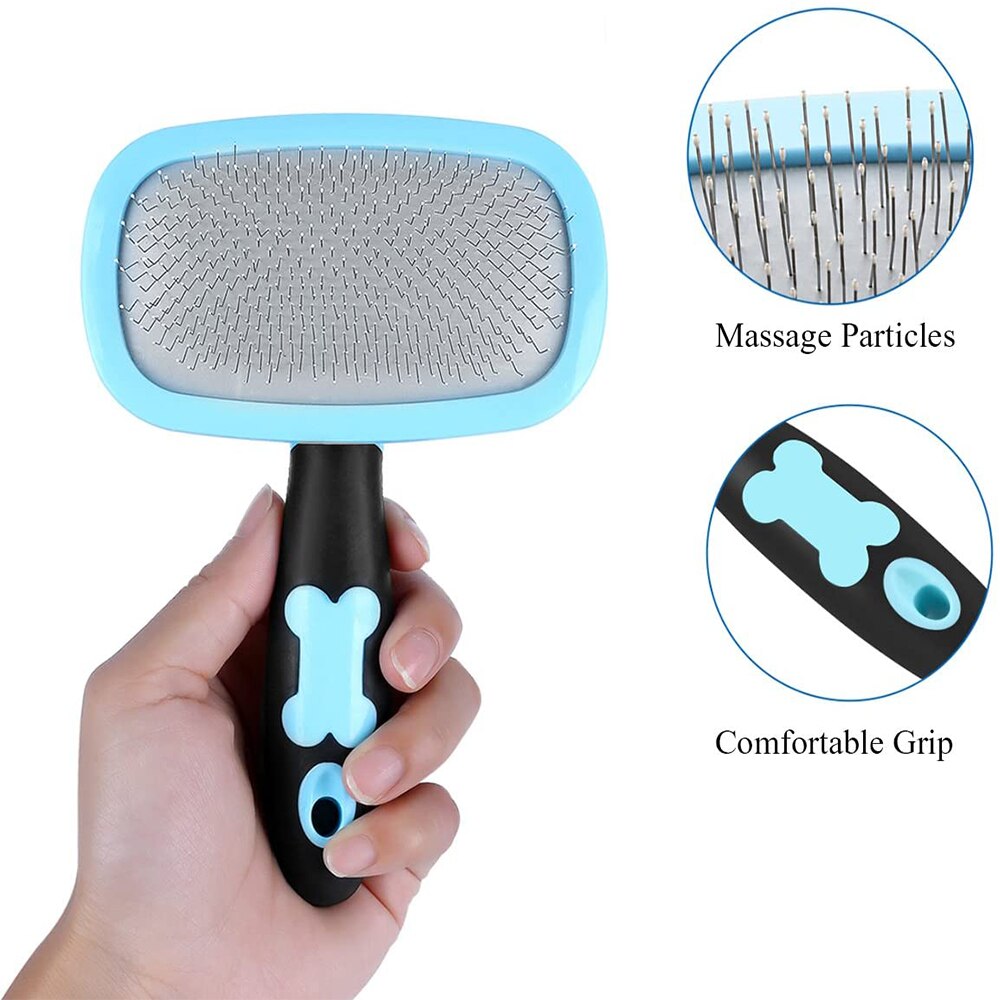 Peine para perro y gato aguja de cepillo para el cabello para mascota limpiador automático cepillo derramamiento Trimmer peine para perros, gatos de pelo largo aseo herramienta