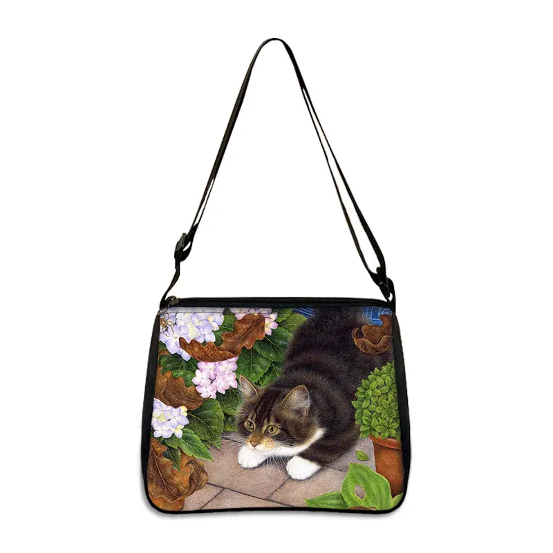 Bolso de mano con dibujo de gato para mujer, bolsa con estampado de Gatito Travieso, longitud ajustable, de almacenamiento, ideal para