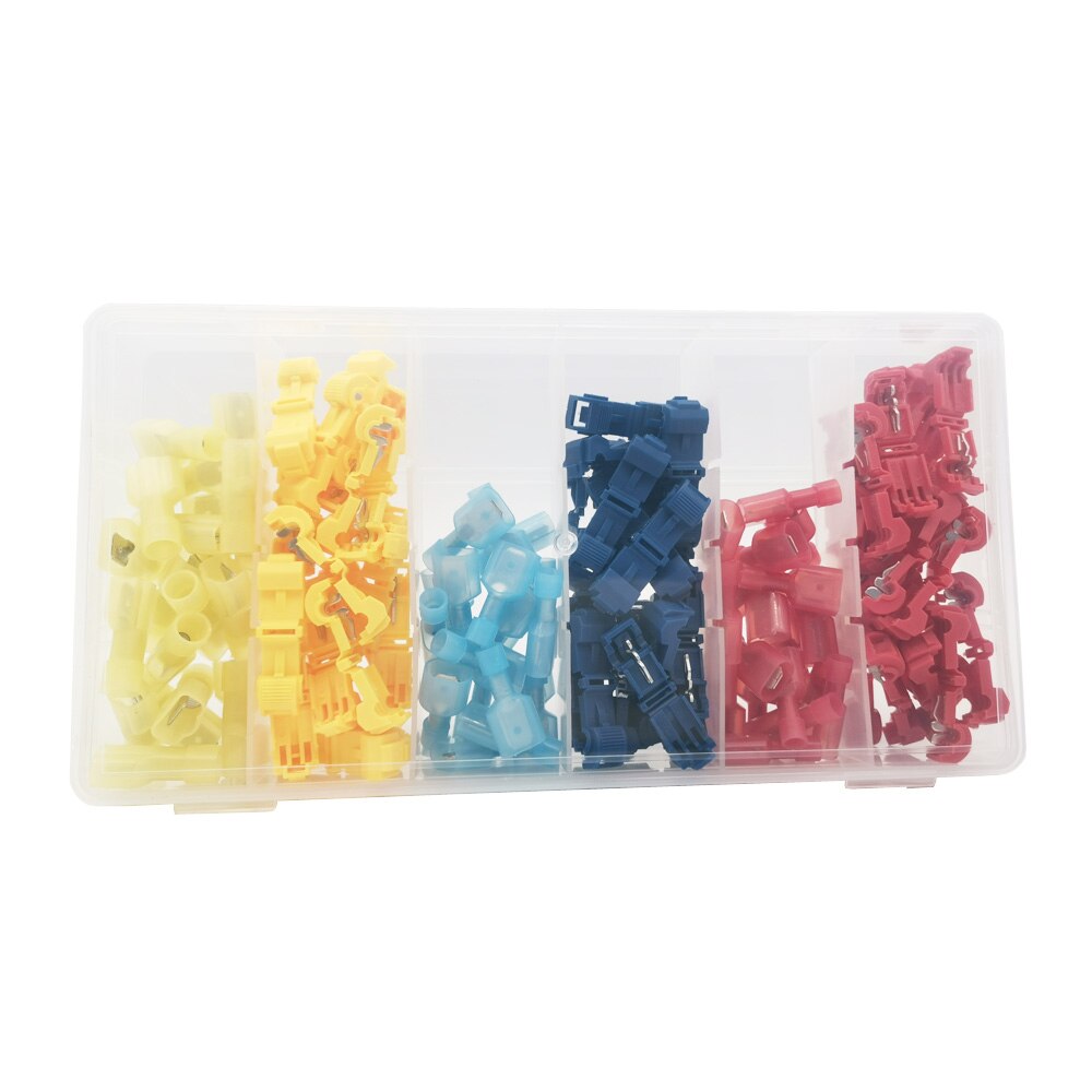 120 Stuks T Type Elektrische Kabel Connectors Splice Draad Scotch Lock Geïsoleerde Mannelijke Vrouwelijke Terminals Crimp Kits