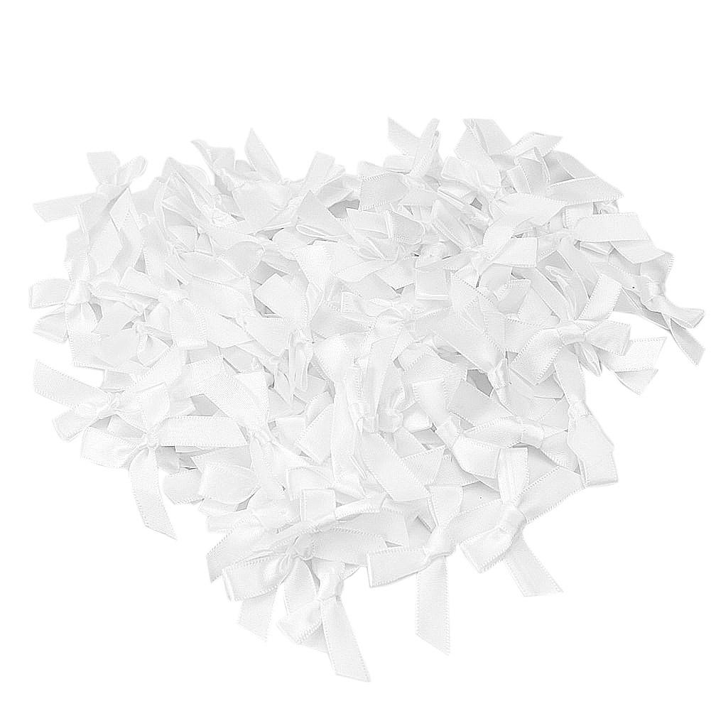 100Pcs Satijnen Lint Boog Voor Scrapbooking Card-Maken Craft Naaien Diy Accessoires Bruiloft Verjaardag Party Decor Lint Boog: white