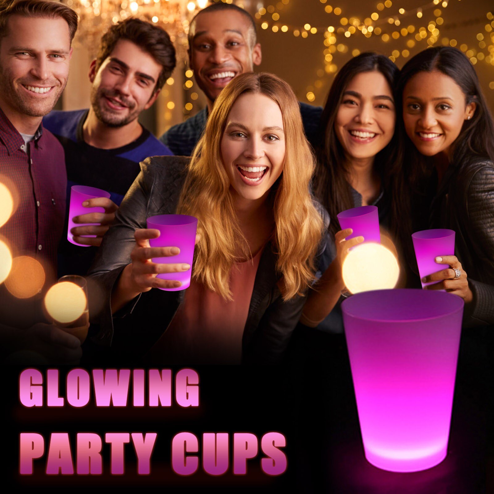 12oz Glow Party Cups Plastic Cup Favors for Party Supplies,Glow In The Dark Cups Neon Party Club party Decoration: Pink