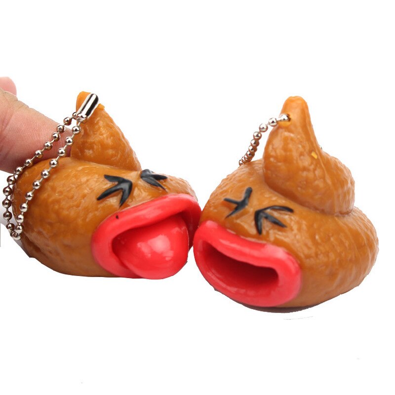 Funny Poop Keychain Squishy Toy Pop Out Tongues Novelty Fun Tricky Prank Squeeze Antistress Fidget Toy for Adults Children: Poop Keychain 2PCS