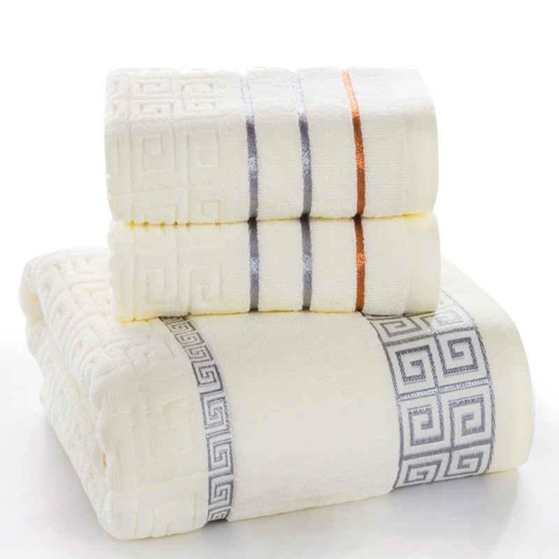 Plaid 100% Katoenen Gezicht Hand Badhanddoek Set voor Volwassen Badkamer 650g 3 stks/set Handdoek Sets: Beige