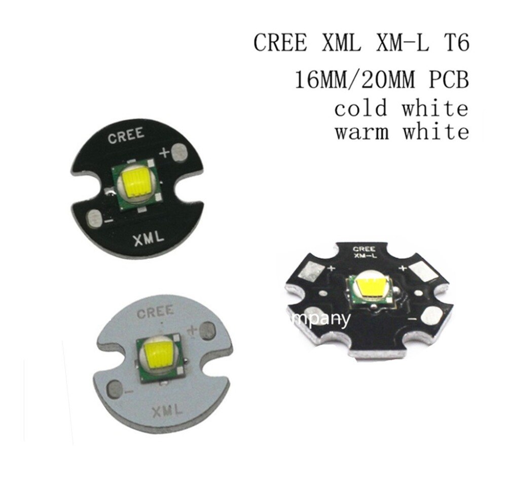 1PCS CREE XML XM-L T6 LED U2 10W WHITE High Power LED chip on 16mm 20mm PCB