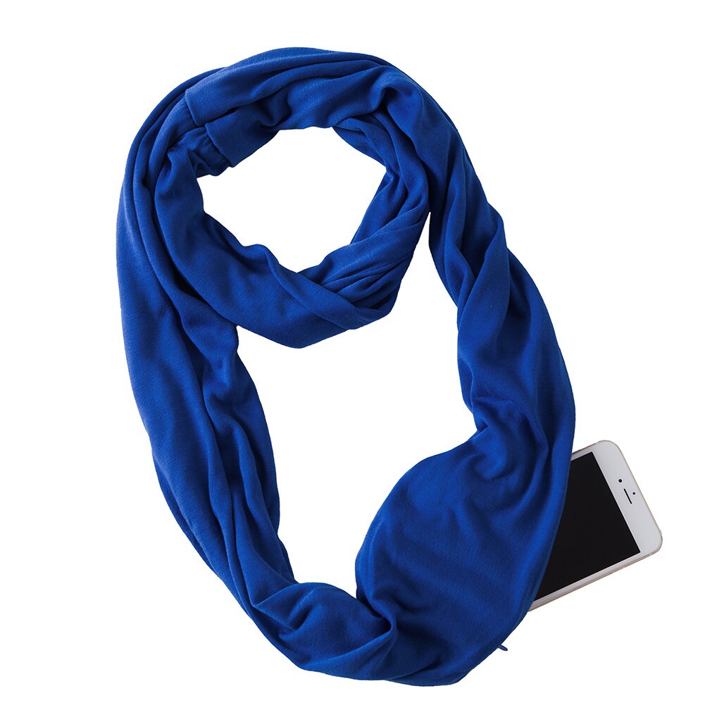 Effen Opslag Outdoor Loop Sjaal Met Ritsvak Flexibele Warm Houden Winddicht Vrouwen Winter Convertible Sjaal Lichtgewicht: Blauw