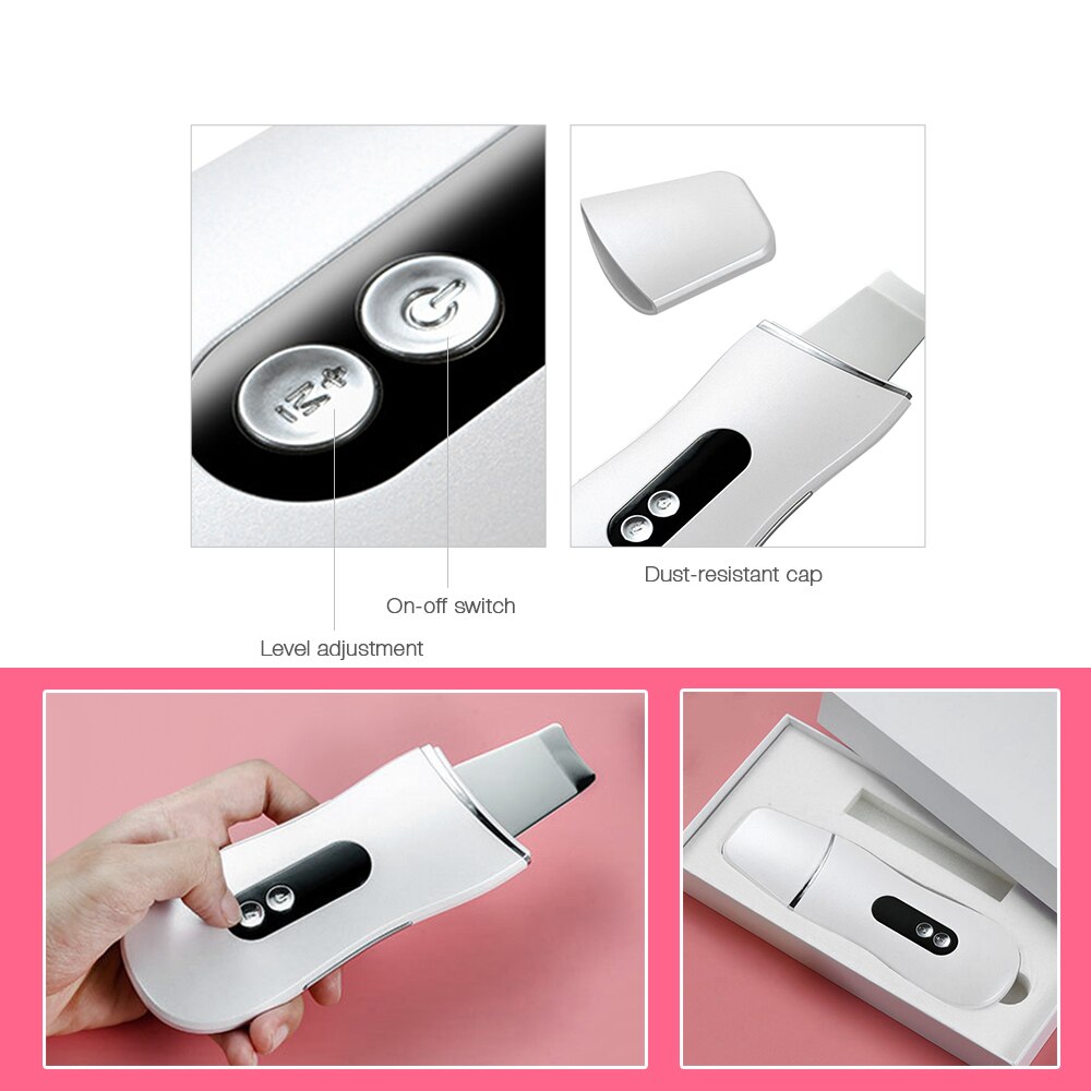 Ultrasonic Deep Face Cleaning Machine Skin Scrubber Remove Dirt Blackhead Reduce Wrinkles and Spots Facial Whitening Lifting