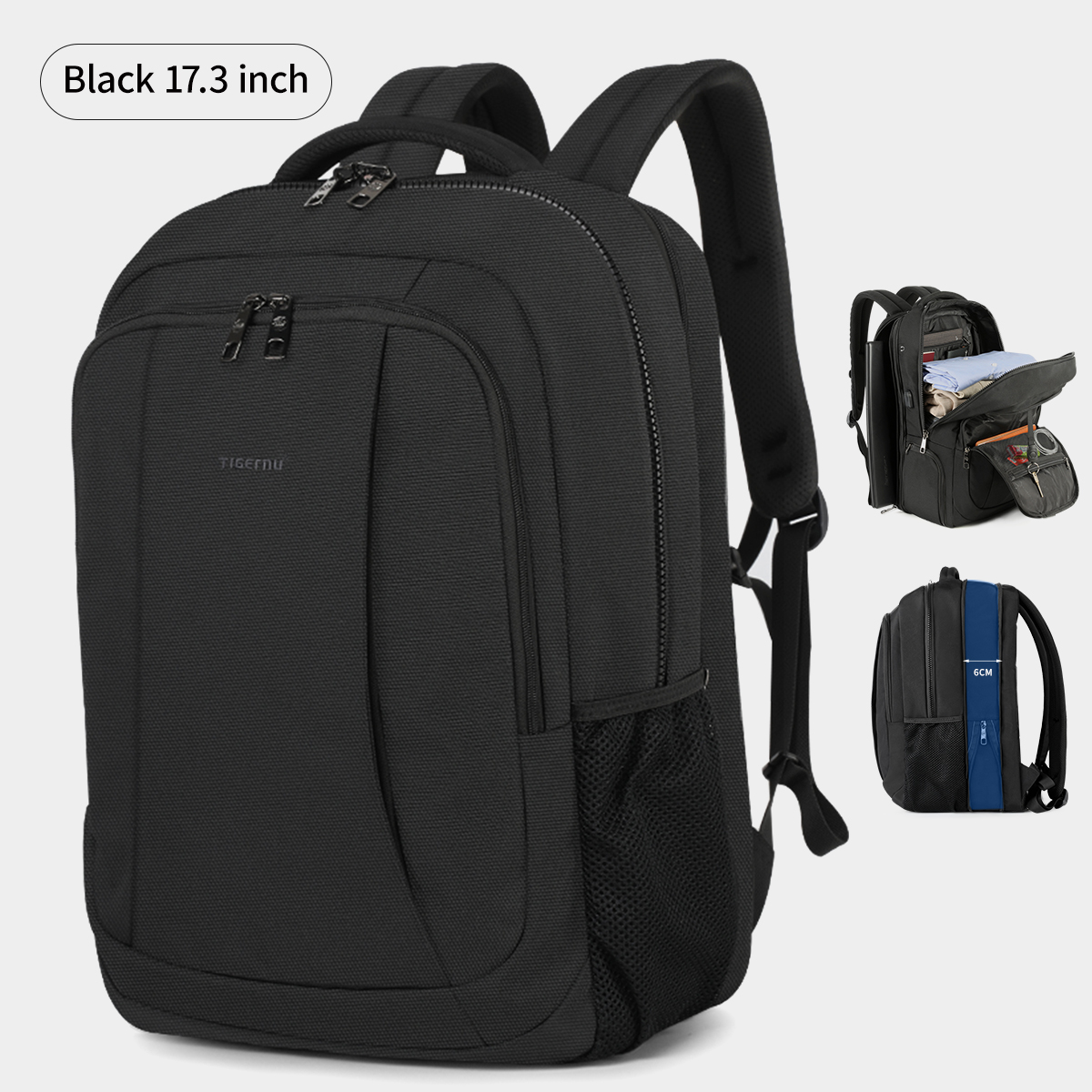 Tigernu Men Backpack 14 15.6 17.3inch Laptop Backpack Bags For Men Anti Theft Bags School Backpack Male Travel Backpack Knapsack: light yellow