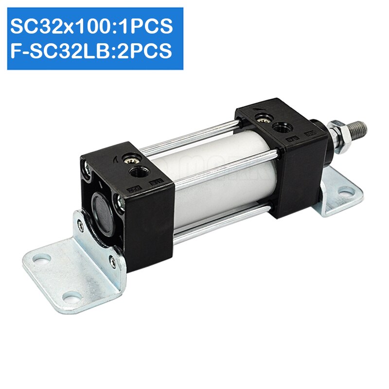 SC32X100 32Mm Boring 100Mm Slag Pneumatische Soorten Power Druk Zuiger Gecomprimeerd Telescopische Air Cilinder: F-SC32 LB / SC32X100-S