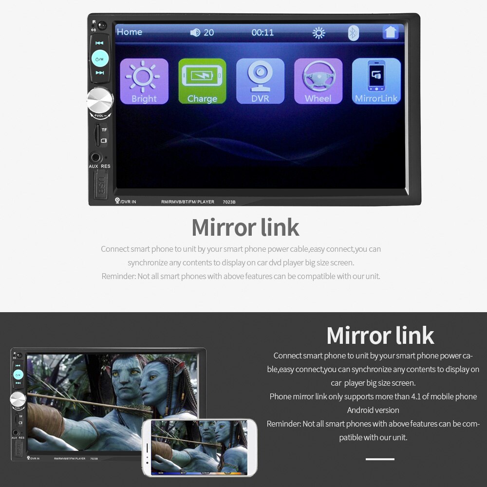 For HD 7&quot; autoradio 2 din car radio coche recorder Touch Screen audio bluetooth usb rear view camera mp5 multimidio player