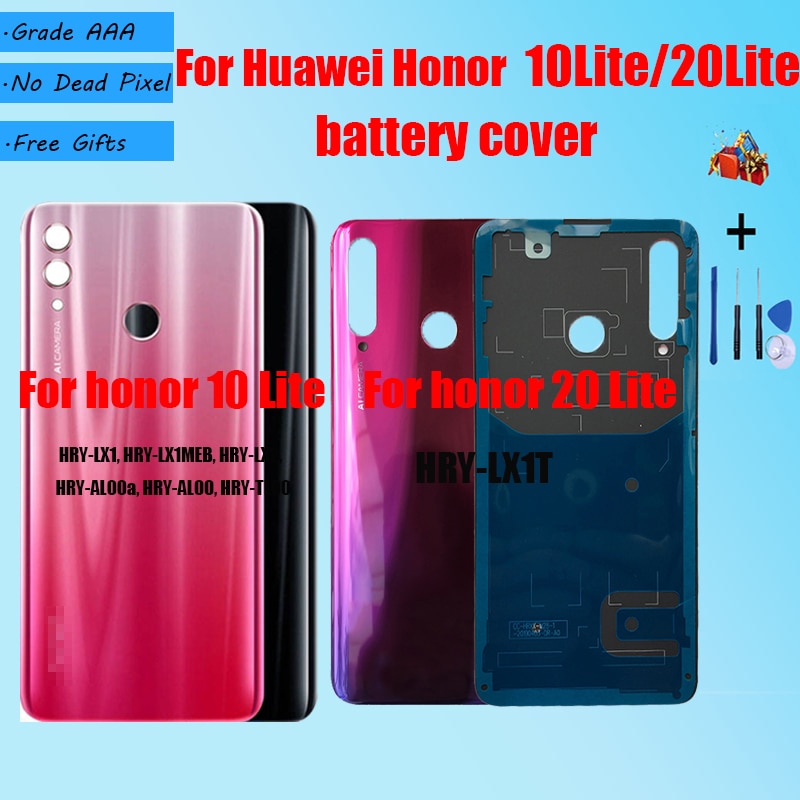 Porta traseira da capa da bateria para huawei honor 10 lite HRY-LX1 com peças de reparo, para honra 20 lite HRY-LX1T habitação substituição traseira